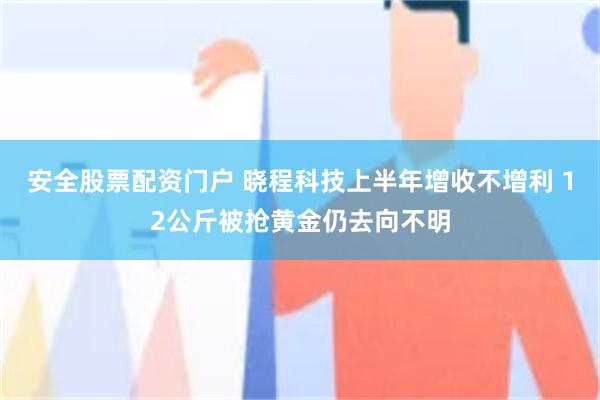 安全股票配资门户 晓程科技上半年增收不增利 12公斤被抢黄金仍去向不明