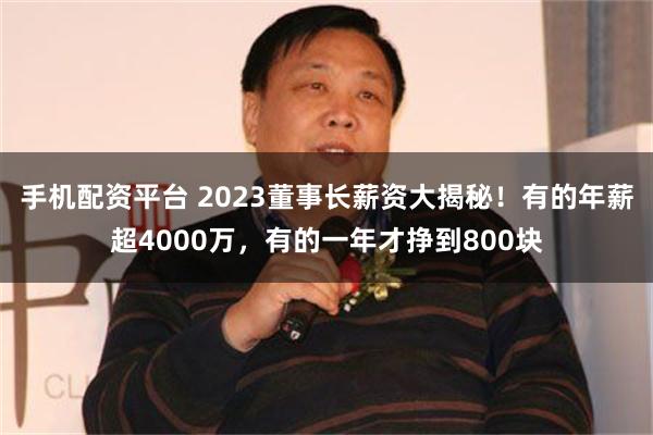 手机配资平台 2023董事长薪资大揭秘！有的年薪超4000万，有的一年才挣到800块