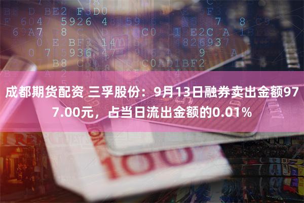 成都期货配资 三孚股份：9月13日融券卖出金额977.00元，占当日流出金额的0.01%