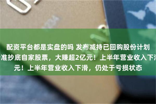 配资平台都是实盘的吗 发布减持已回购股份计划！这家A股公司曾精准抄底自家股票，大赚超2亿元！上半年营业收入下滑，仍处于亏损状态