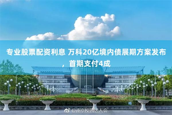 专业股票配资利息 万科20亿境内债展期方案发布，首期支付4成