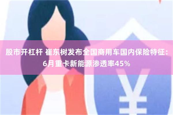 股市开杠杆 崔东树发布全国商用车国内保险特征：6月重卡新能源渗透率45%